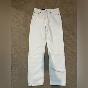 White Levi Wedgie Strait jeans with tag